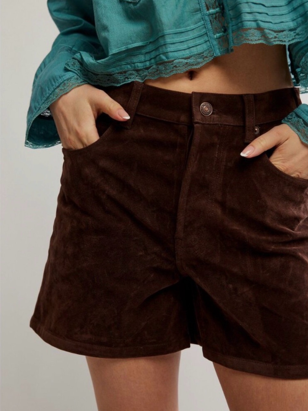 FREE PEOPLE Tippi Vegan Suede Shorts / Chicory Coffee